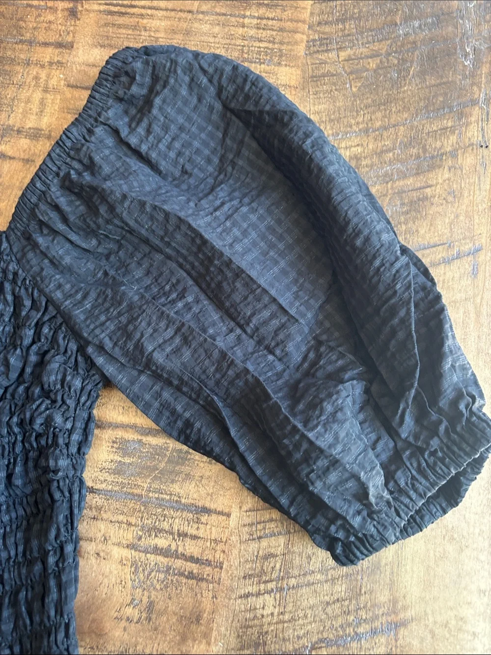 Old Navy Black Smocked Square-Neck Puff Sleeve Top